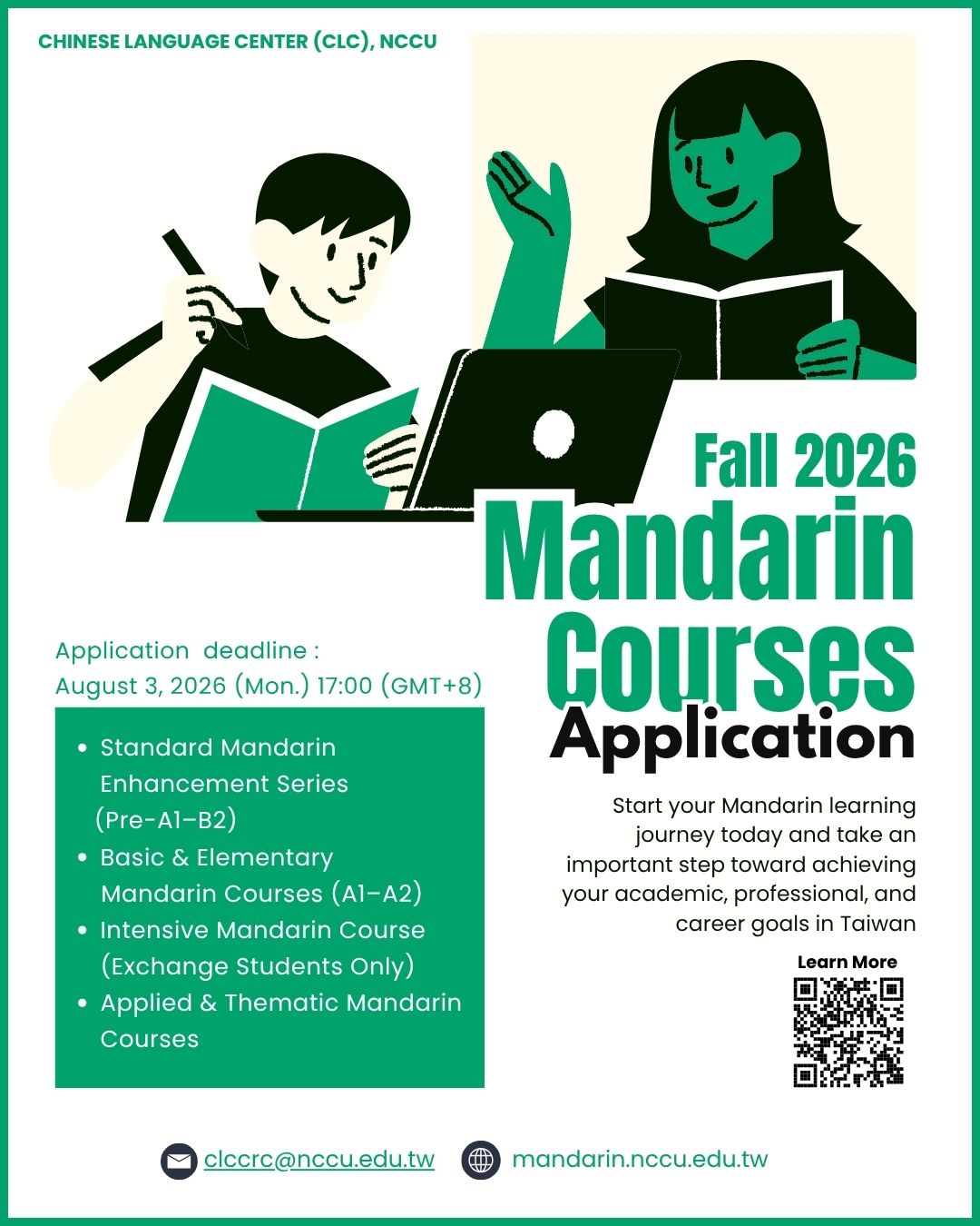 Fall 2026 Mandarin Credit-Track Courses Now Open for Application